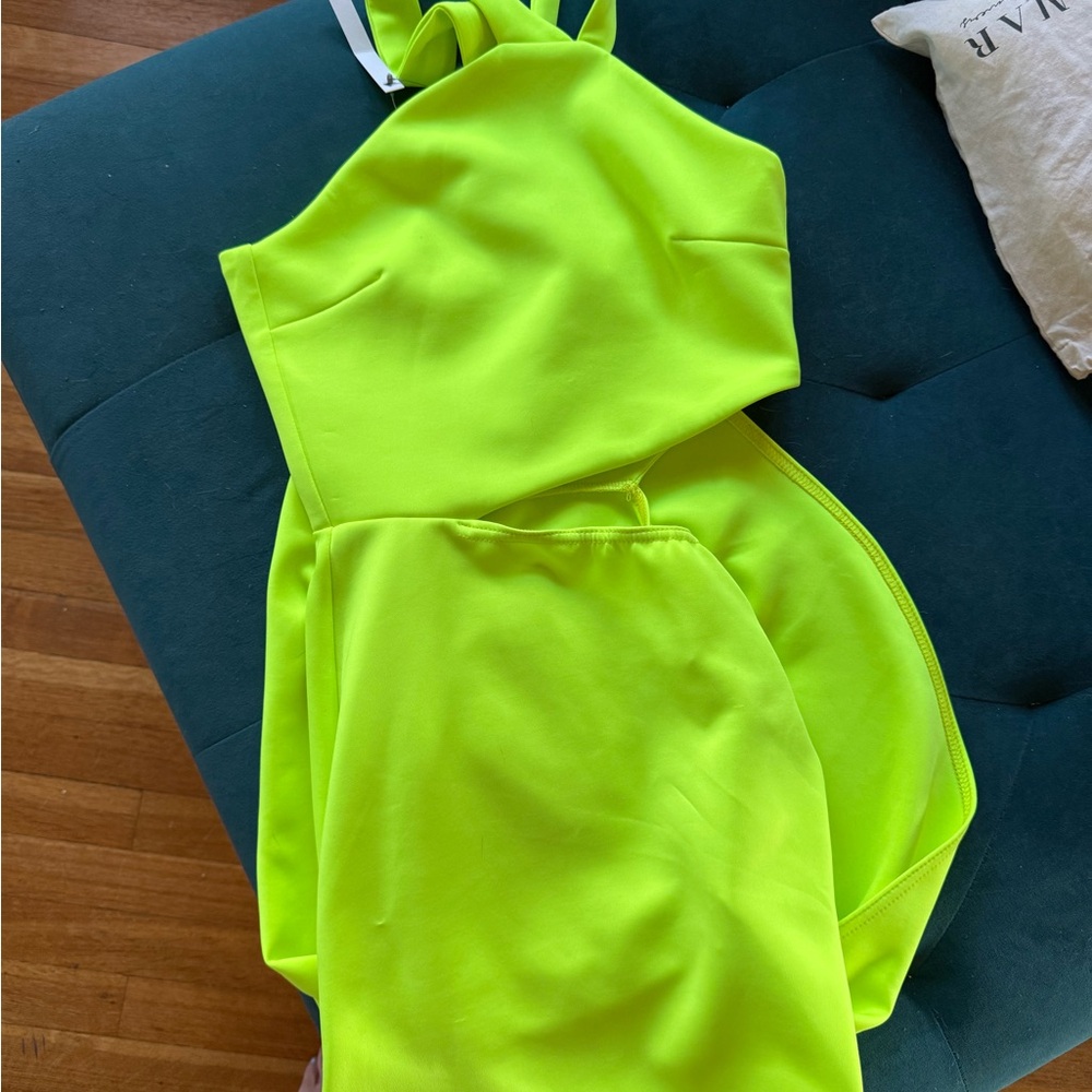 ASOS Yellow Green Asymmetrical Cropped Sundress